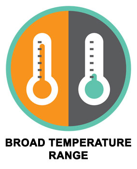 broad temperature range