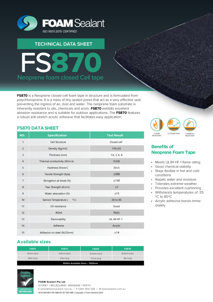 NEOPRENE FS870 Series Brochure